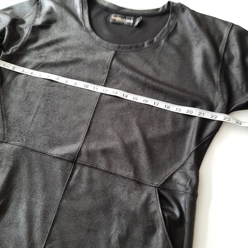 Gabrielle Union Shift Dress Black Leather Look Size Large - Picture 13 of 15